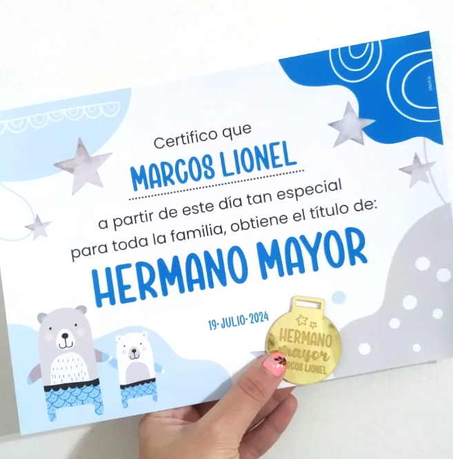 Hermano/a mayor: medalla + cuadro diploma - Imagen 2